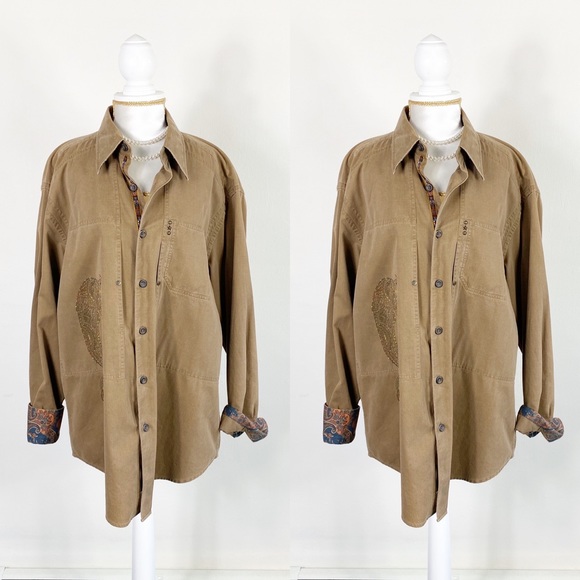 Robert Graham Shirt Tan Long Sleeve XL - Picture 3 of 8